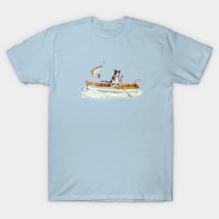 Cat Fishing on a Boat T-Shirt